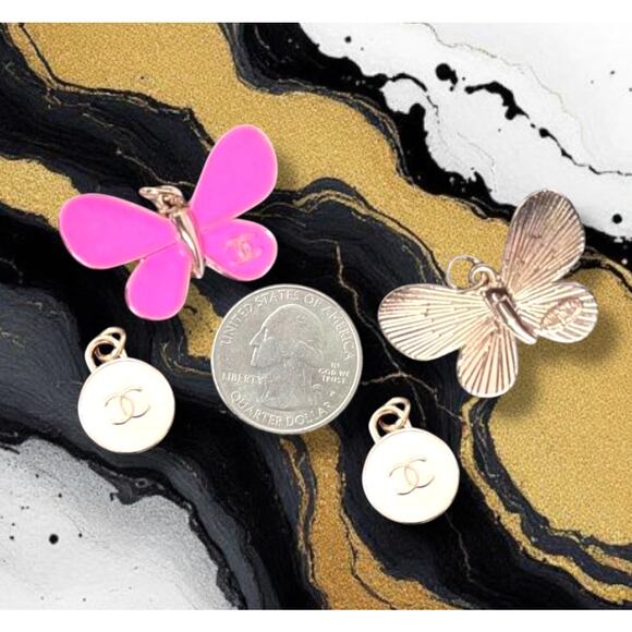 3 Piece Pink Butterfly Earring/Necklace Making Charm Pendant - Picture 1 of 1